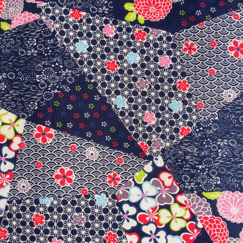 Imprimé coton bleu patchwork japonais