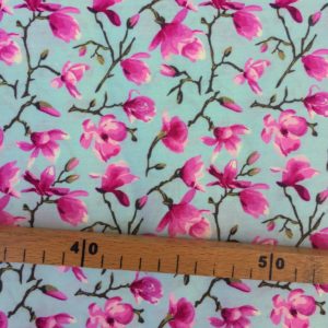 Coton Sakura Rose fond bleu ciel