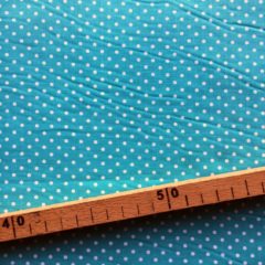 Coton Imprimé Pois Blancs fond turquoise