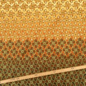 Tissu Wax pailleté dégradé beige marron doré imprimé Fleurs