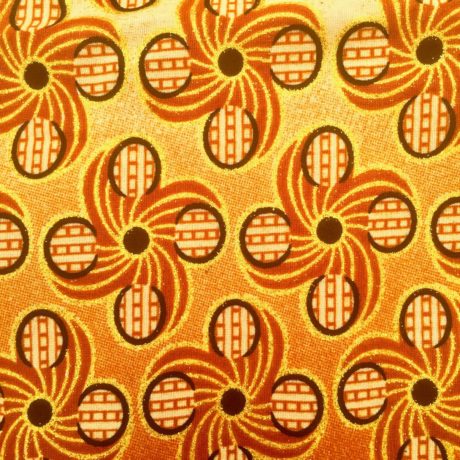 Tissu Wax pailleté dégradé beige marron doré imprimé Fleurs détail