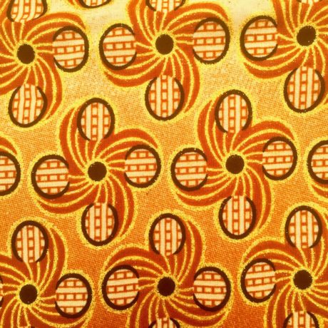 Tissu Wax pailleté dégradé beige marron doré imprimé Fleurs détail