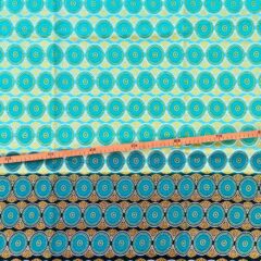 Tissu Wax pailleté dégradé turquoise imprimé Gros cercles