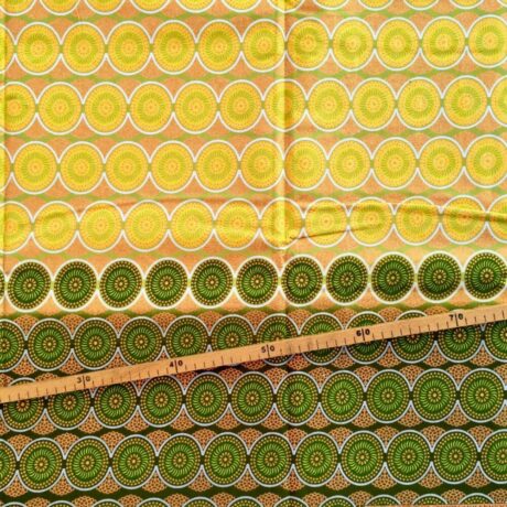 Tissu Wax pailleté dégradé vert imprimé Gros cercles