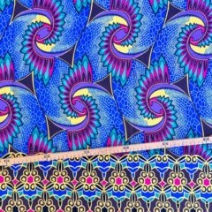 Tissu Wax pailleté bleu électrique imprimé Dragon
