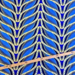 Tissu Wax pailleté bleu imprimé Sirène