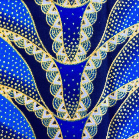 Tissu Wax pailleté bleu imprimé Sirène détail