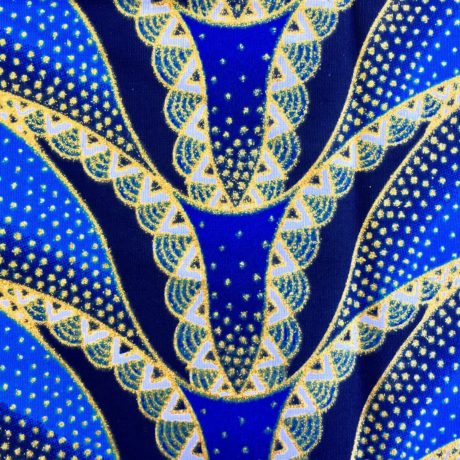Tissu Wax pailleté bleu imprimé Sirène détail