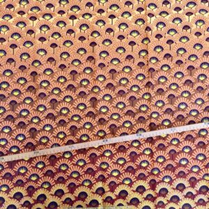 Tissu Wax pailleté dégradé marron doré imprimé Eventails