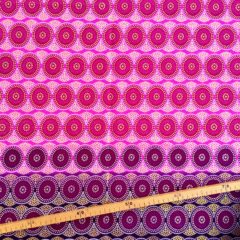 Tissu Wax pailleté dégradé rose bordeaux imprimé Gros cercles
