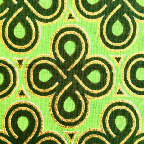 Tissu Wax pailleté dégradé vert imprimé Noeuds détail