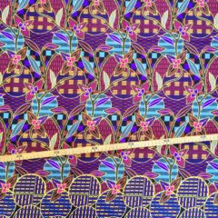 Tissu Wax pailleté multicolore imprimé Batik