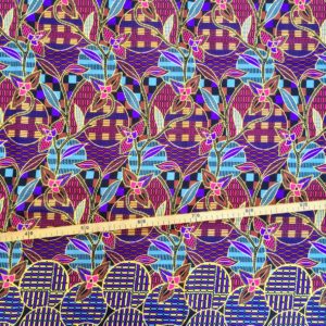 Tissu Wax pailleté multicolore imprimé Batik