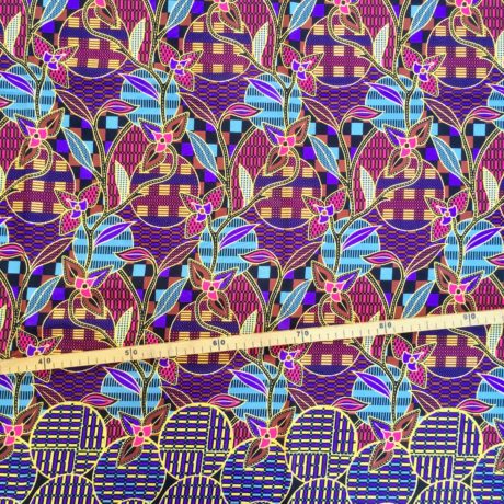 Tissu Wax pailleté multicolore imprimé Batik