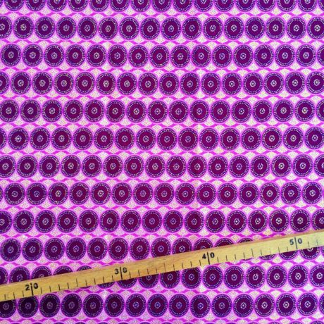 Tissu Wax pailleté rose imprimé Mini cercles