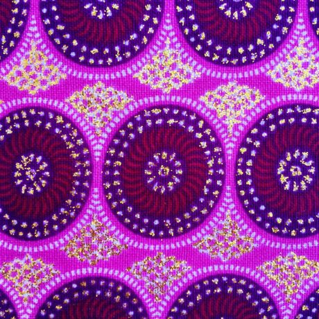 Tissu Wax pailleté rose imprimé Mini cercles détail