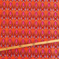 Tissu Wax pailleté rouge imprimé Flammes
