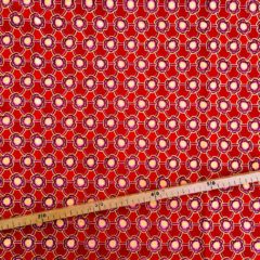 Tissu Wax pailleté rouge rose imprimé Mini fleurs