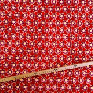 Tissu Wax pailleté rouge rose imprimé Mini fleurs