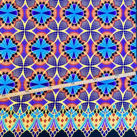 Tissu Wax pailleté violet orange imprimé Cristal
