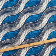 Tissu Wax marine bleu beige imprimé Vagues