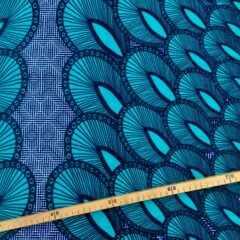 Tissu Wax marine turquoise imprimé Paon