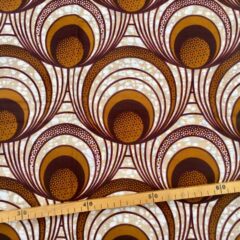 Tissu Wax marron beige imprimé Bulles