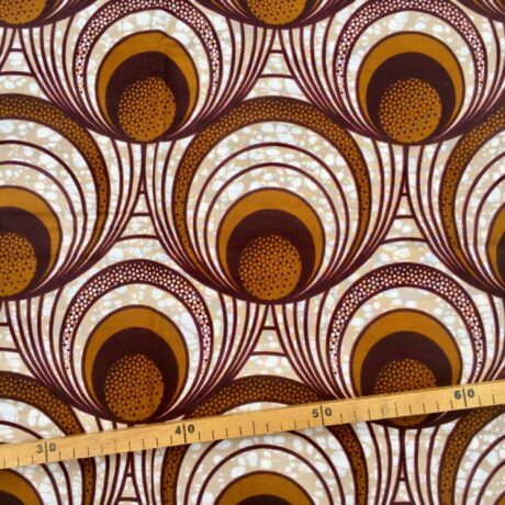 Tissu Wax marron beige imprimé Bulles