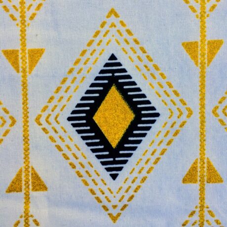Tissu Wax pailleté blanc doré imprimé Ethnique Chic détail