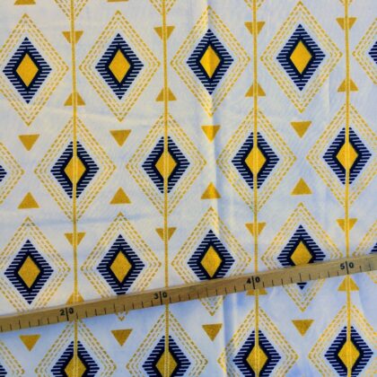 Tissu Wax pailleté blanc doré imprimé Ethnique Chic