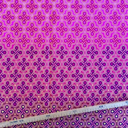Tissu Wax pailleté dégradé rose imprimé Noeuds