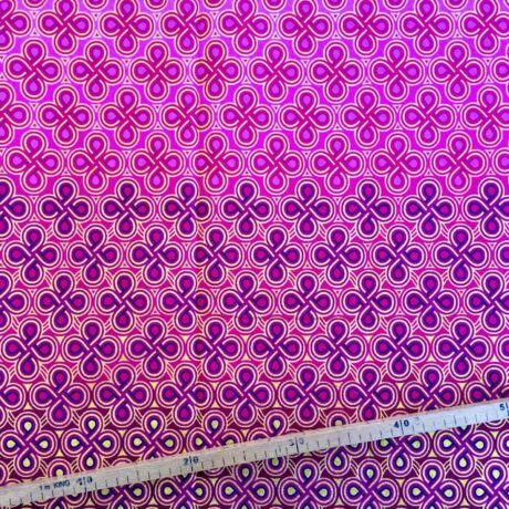 Tissu Wax pailleté dégradé rose imprimé Noeuds