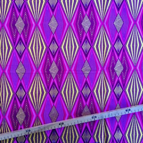 Tissu Wax pailleté rose imprimé Losanges