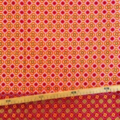 Tissu Wax pailleté rouge orangé imprimé Celte