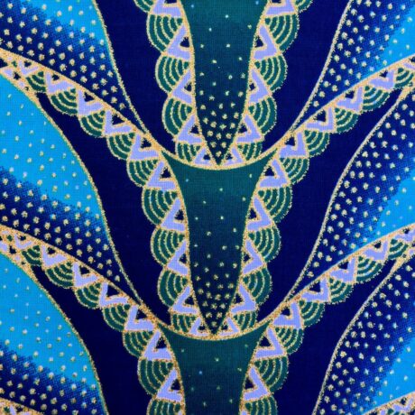 Tissu Wax pailleté turquoise imprimé Sirène détail