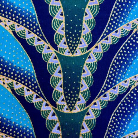 Tissu Wax pailleté turquoise imprimé Sirène détail
