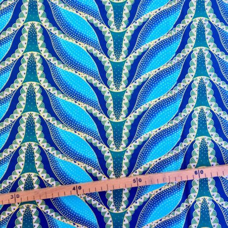 Tissu Wax pailleté turquoise imprimé Sirène
