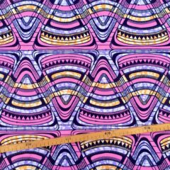 Tissu Wax rose mauve orangé imprimé Triangles
