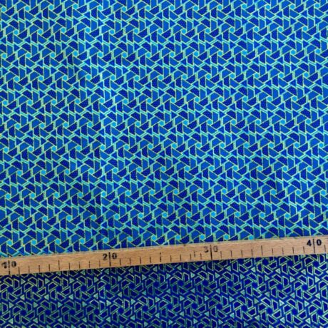 Tissu Wax pailleté bleu turquoise imprimé Mini triangles