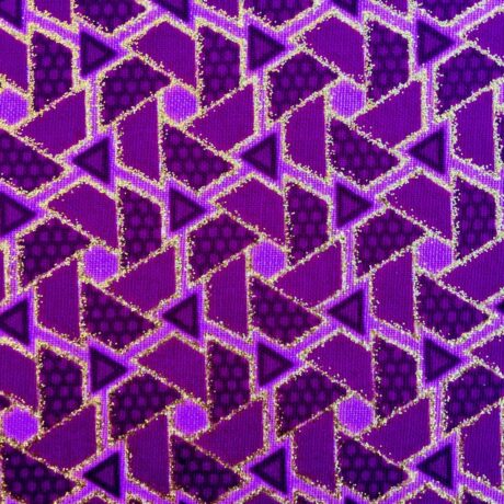 Tissu Wax pailleté fuchsia imprimé Mini triangles détail