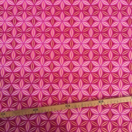 Tissu Wax pailleté rose imprimé Fleur de Vie