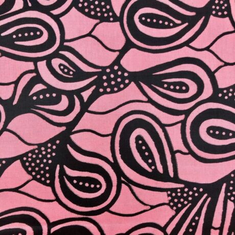 Tissu Wax noir rose imprimé Courbes détail