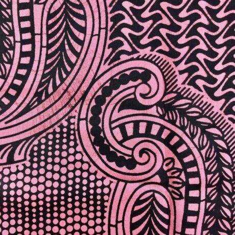 Tissu Wax noir rose imprimé Kashmir détail