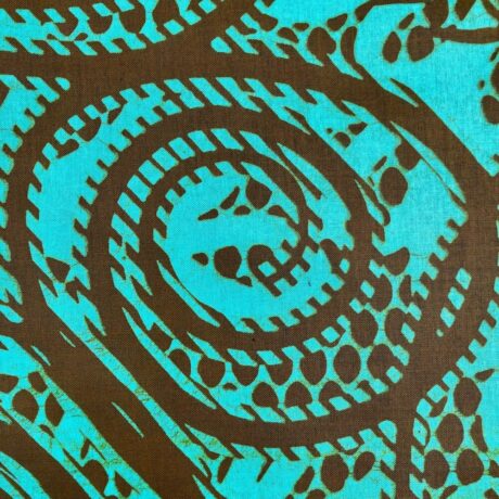 Tissu Wax turquoise kaki imprimé Spirale détail