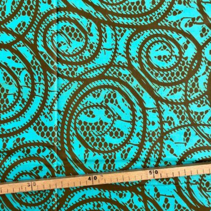 Tissu Wax turquoise kaki imprimé Spirale