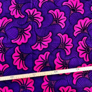 Tissu Wax violet fuchsia imprimé Fleur de mariage
