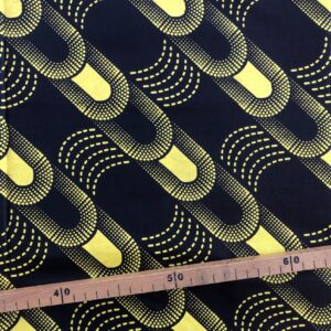 Tissu Wax jaune noir imprimé Maillon