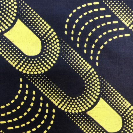 Tissu Wax jaune noir imprimé Maillon détail