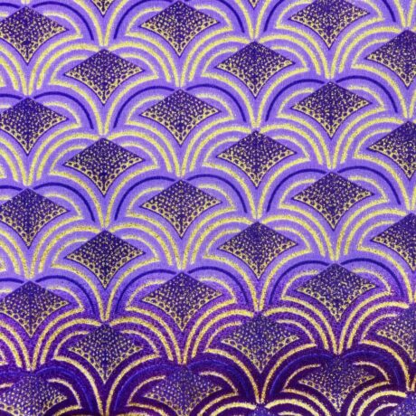 Tissu Wax pailleté dégradé violet imprimé Ecailles détail clair