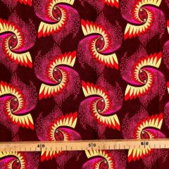 Tissu Wax pailleté rose rouge imprimé Dragon